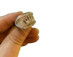 SilverDia 2 Ct Round Diamond Men's King Crown Hip Hop Pinky Wedding Ring 14k White Gold Finish Hip Hop Biker King Crown Ring Fine 925 Sterling Silver Handmade Personalized Gift Ring For Him