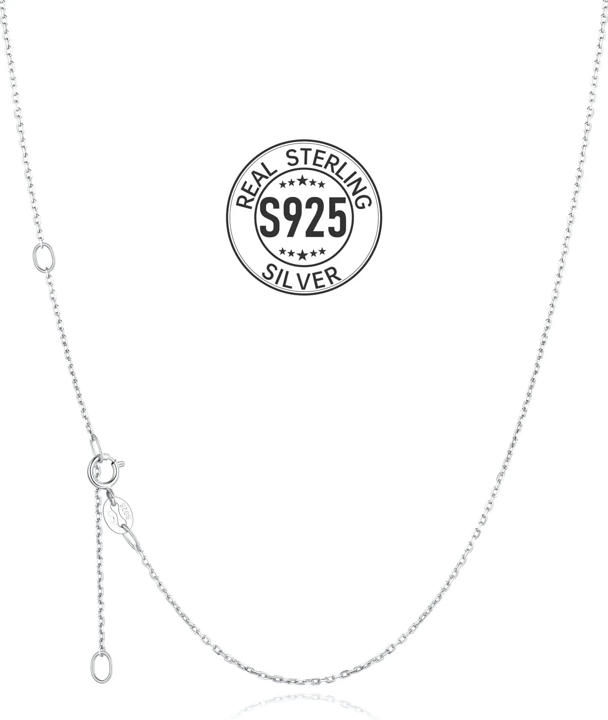Silvora 925 Sterling Silver Chain Necklace 1.1/1.5mm Thin Silver Chain for Women-Sturdy & Shiny-Women's Chain Necklaces,Adjustable Length 16/17/18/20/22/24 Inches