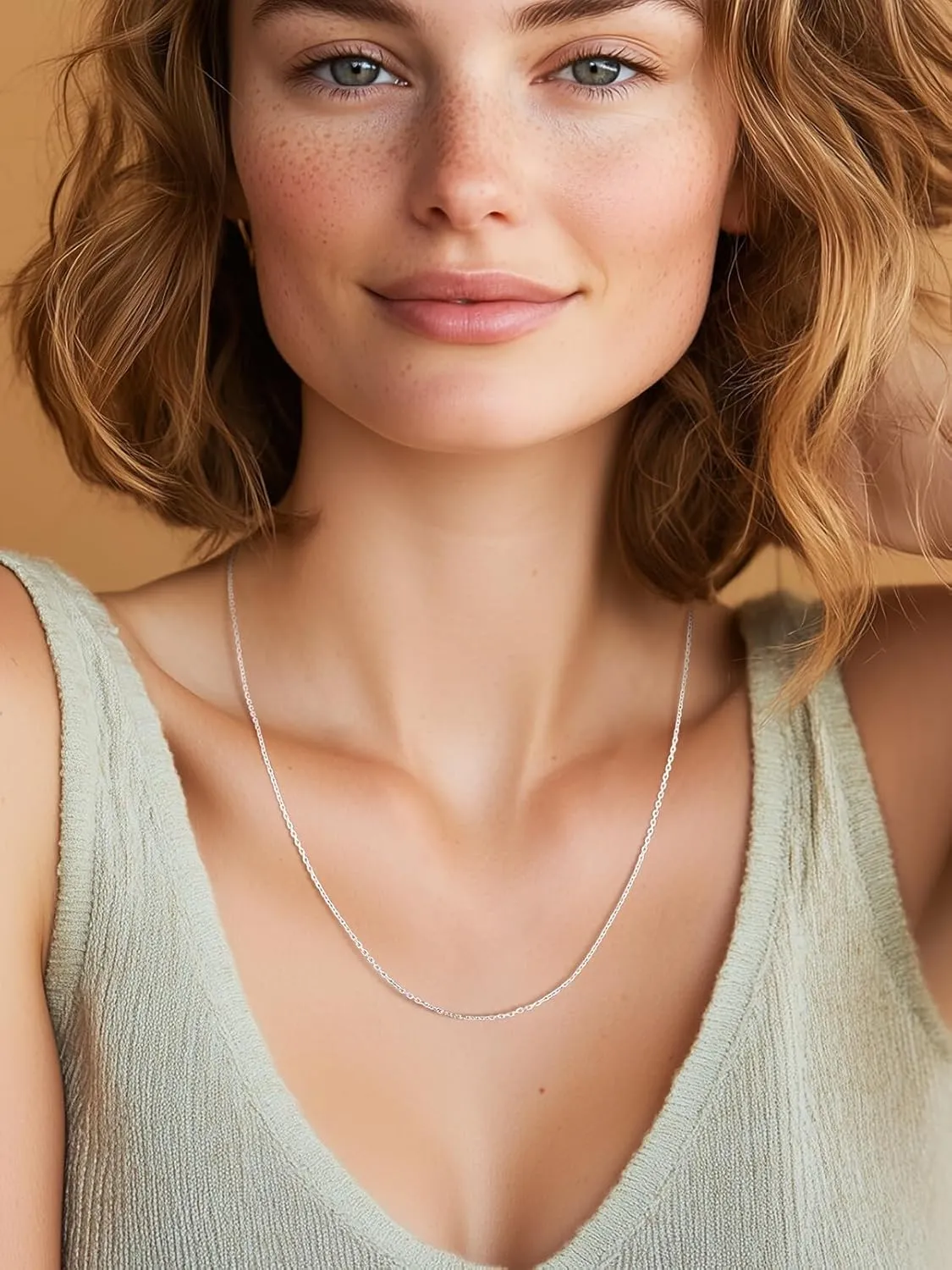 Silvora 925 Sterling Silver Chain Necklace 1.1/1.5mm Thin Silver Chain for Women-Sturdy & Shiny-Women's Chain Necklaces,Adjustable Length 16/17/18/20/22/24 Inches