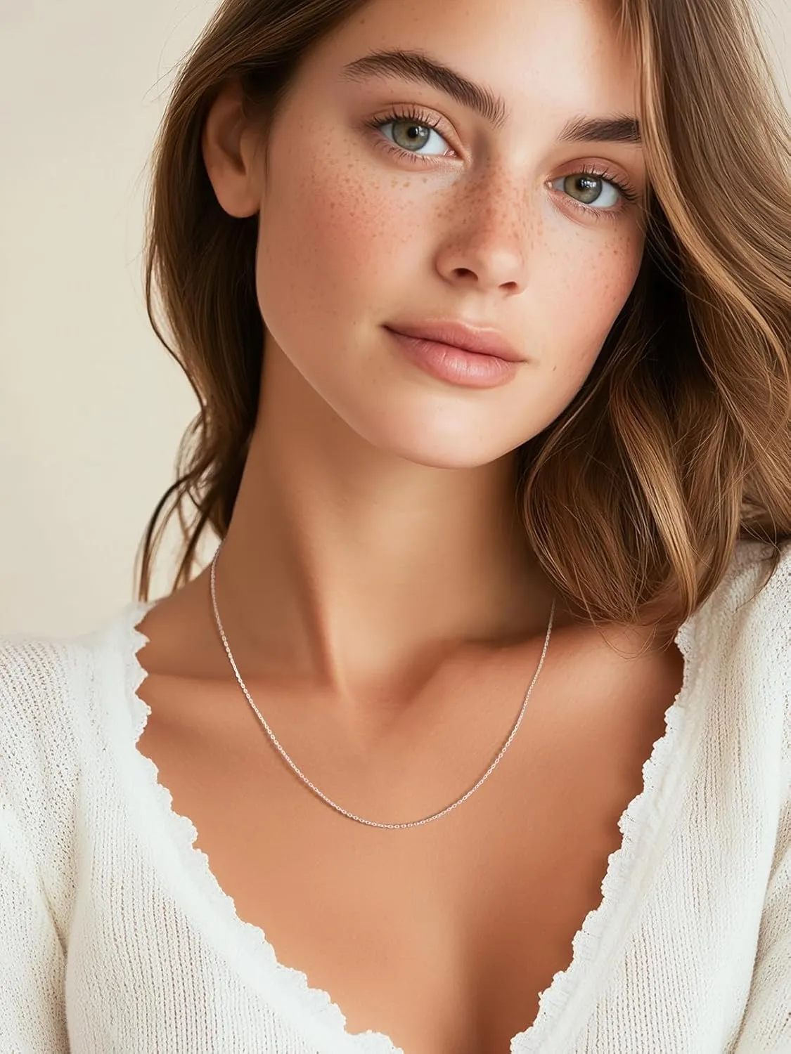 Silvora 925 Sterling Silver Chain Necklace 1.1/1.5mm Thin Silver Chain for Women-Sturdy & Shiny-Women's Chain Necklaces,Adjustable Length 16/17/18/20/22/24 Inches