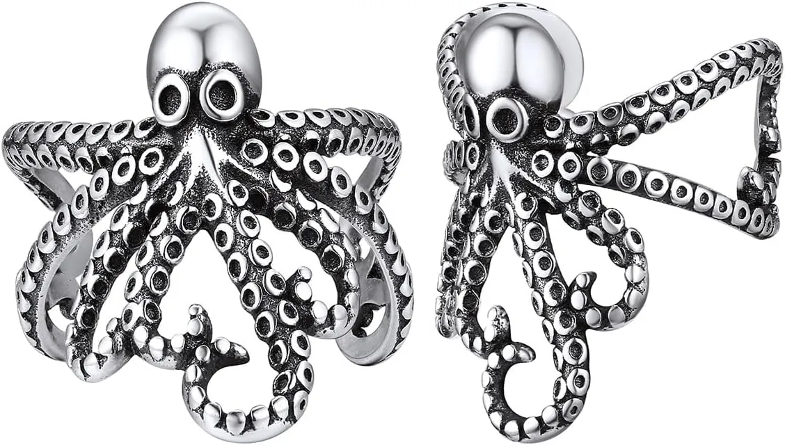 Silvora Skeleton Ear Cuff Cartilage Earring in Solid Sterling Silver Skull Scorpion Octopus Spider Dragon Bones Earrings for Women Men (with Gift Box)