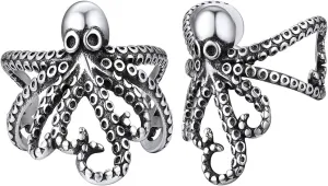 Silvora Skeleton Ear Cuff Cartilage Earring in Solid Sterling Silver Skull Scorpion Octopus Spider Dragon Bones Earrings for Women Men (with Gift Box)
