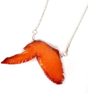 Simulation 3D Fried Chicken Pendant Y-Style Necklace Funny Vivid Food Chicken Legs Wings Necklace Resin Drumstick Creative Barbecue Shaped Jewelry for Women Party Jewelry