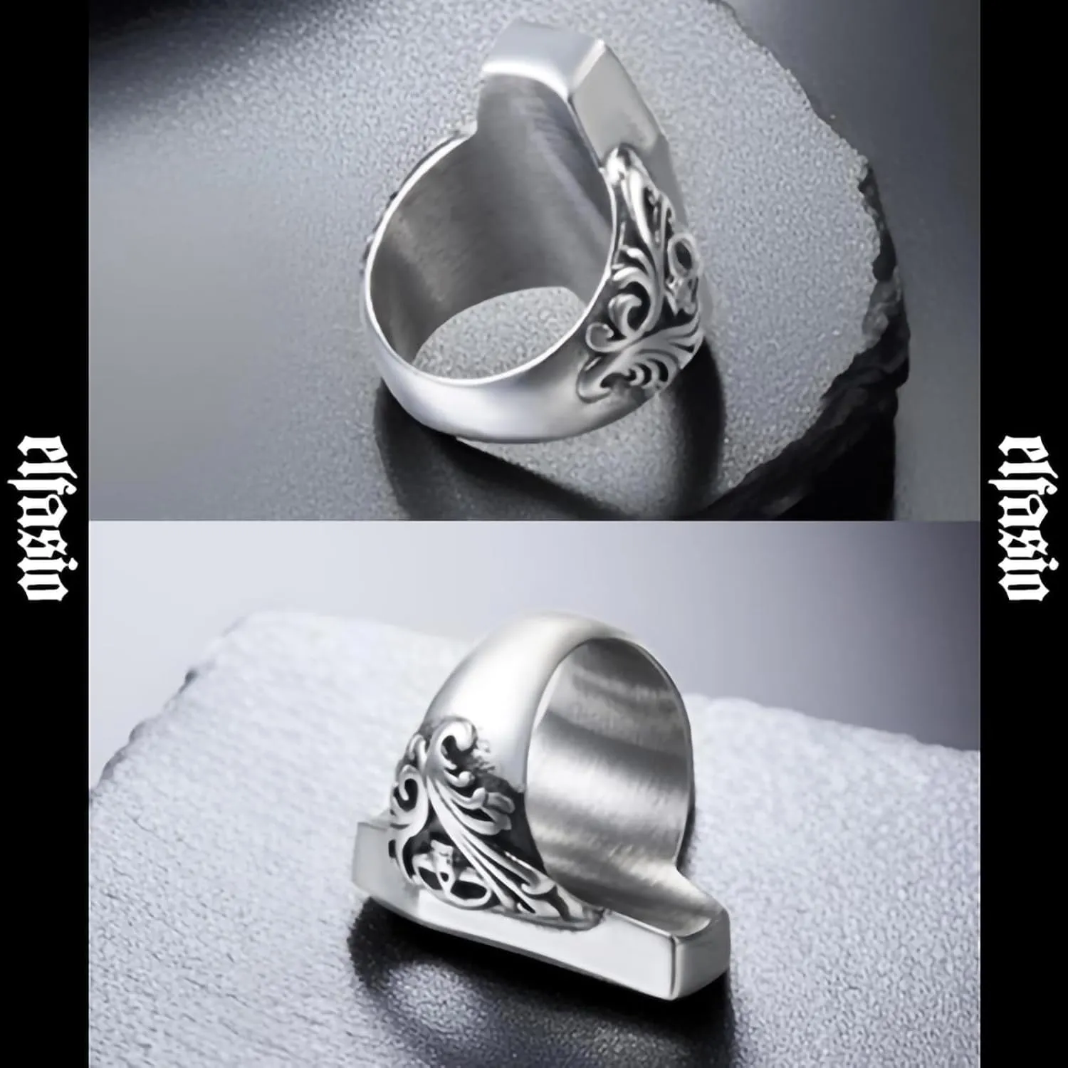Skull Rings for Men Stainless Steel Gothic Vampire Bloody Red Enamel Coffin Bike Jewelry Size 8-14
