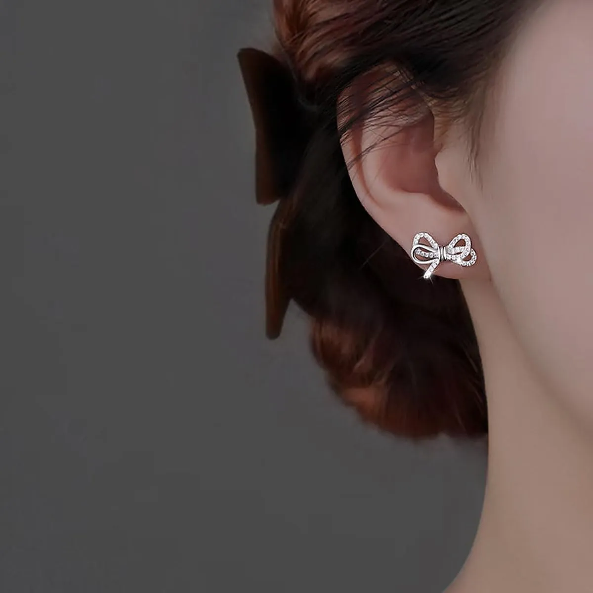SLUYNZ Sterling Silver CZ Bow Studs Earrings for Women Teens Bowknot Studs Earrings