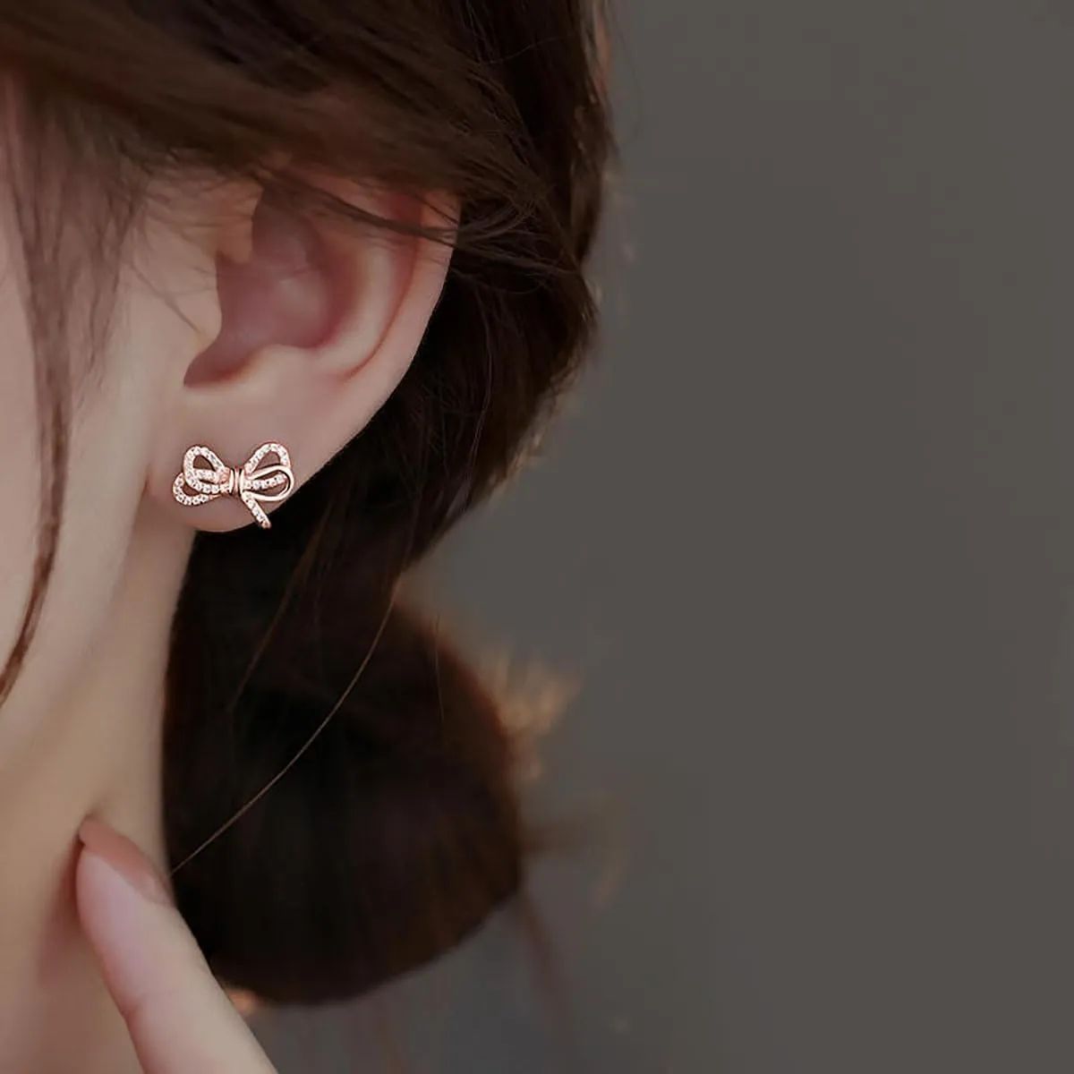 SLUYNZ Sterling Silver CZ Bow Studs Earrings for Women Teens Bowknot Studs Earrings