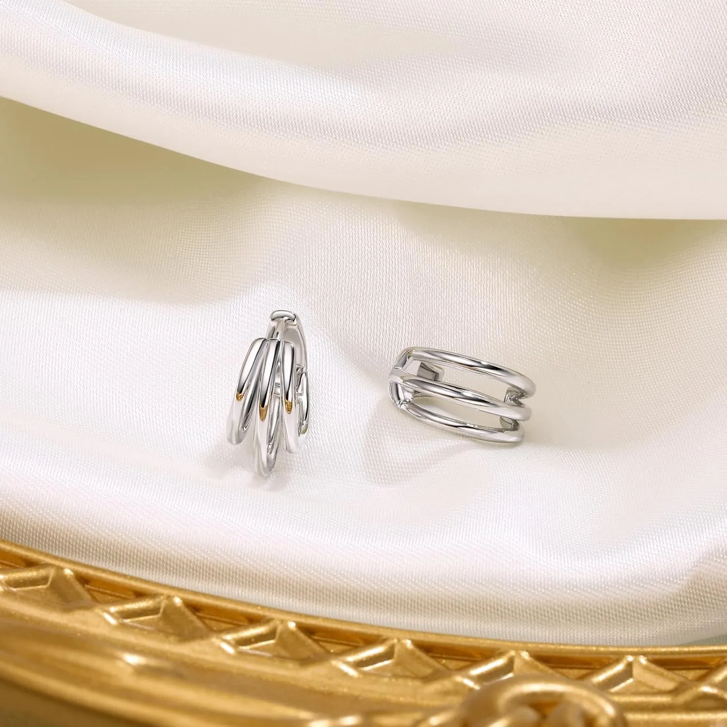 Small Chunky Gold Hoop Earrings for Women Hypoallergenic 925 Sterling Silver Post Lightweight 14k Gold Plated Thick Hoop Earrings for Women