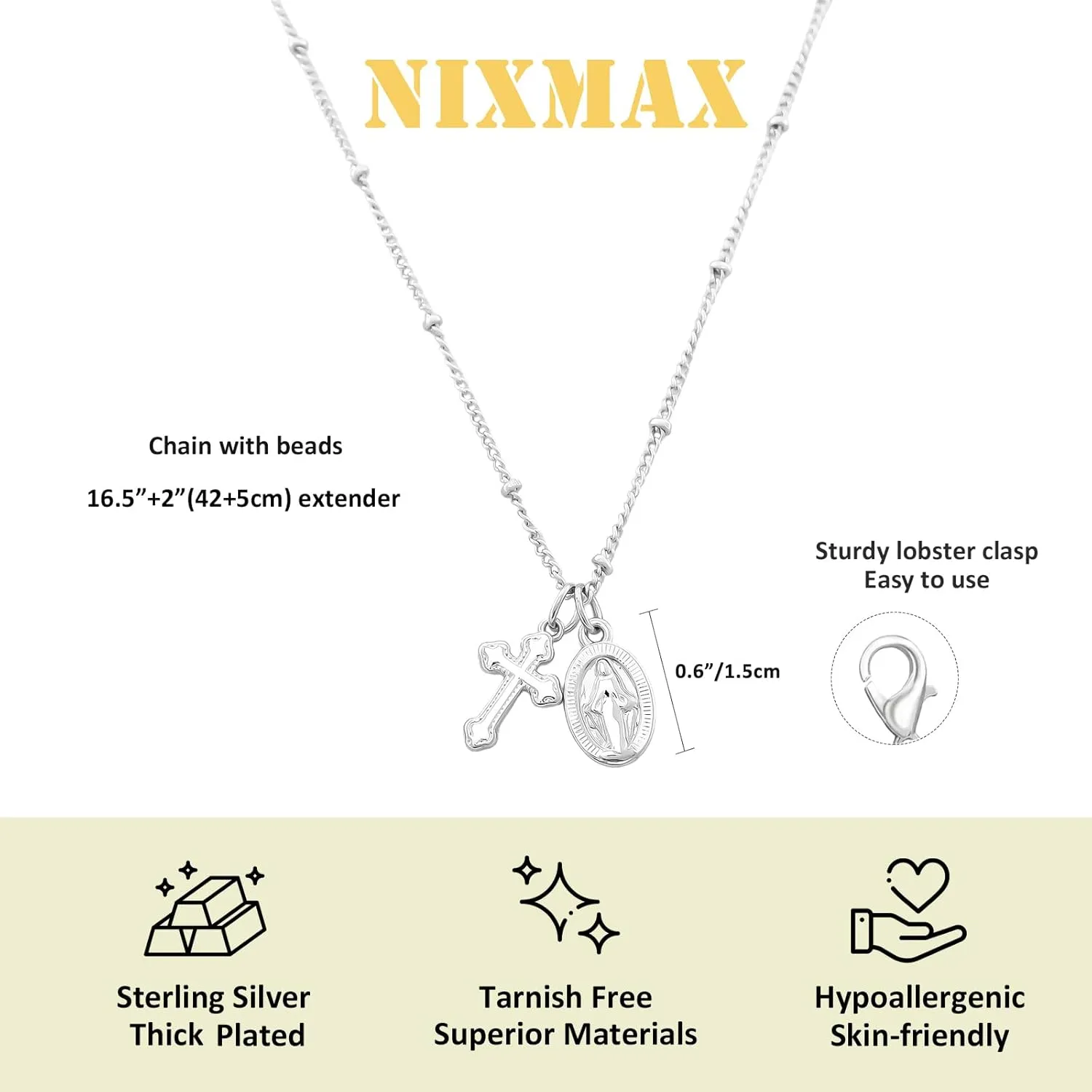 Small Cross Necklace for Women Dainty 14K Gold Silver Plated Cross Pendant Necklace Everyday Simple Cross Charm Choker Minimalist Religious Jewelry Cute Trendy Gifts
