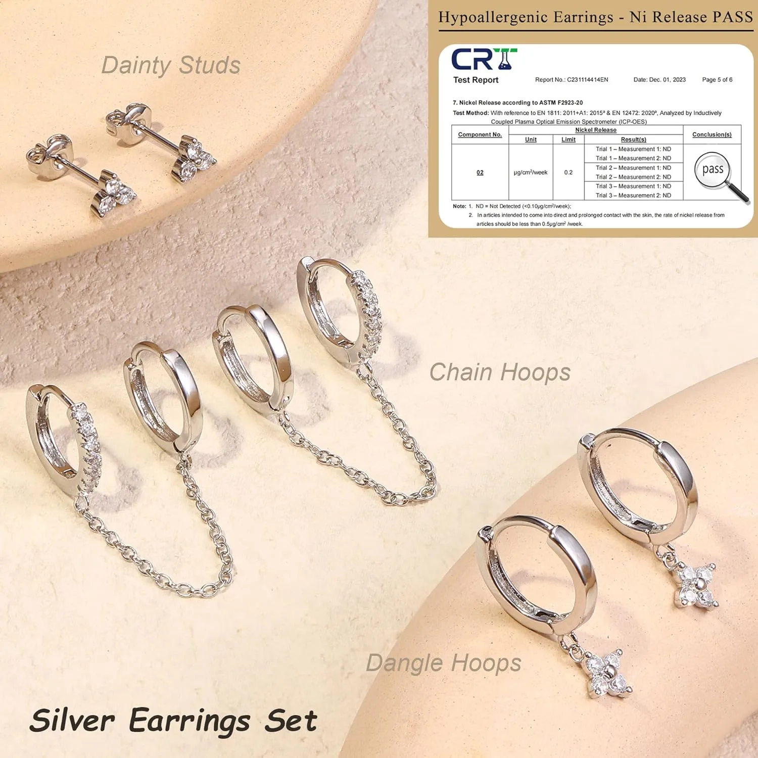 Small Gold Dangle Earrings for Women - Hypoallergenic 14K Gold Plated Huggie Hoop Earring Studs Stack Set Dainty Drop CZ Pearl Surgical Stainless Steel Jewelry with Charm