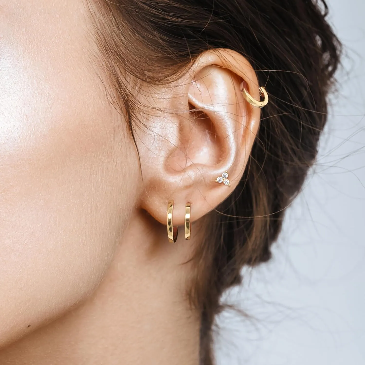 Small Gold Hoop Earrings Set for Women Dainty, 14k Gold Plated Stack Little Huggies Hoops Earrings Multiple Piercing Mini Jacket Earring Everyday Trendy