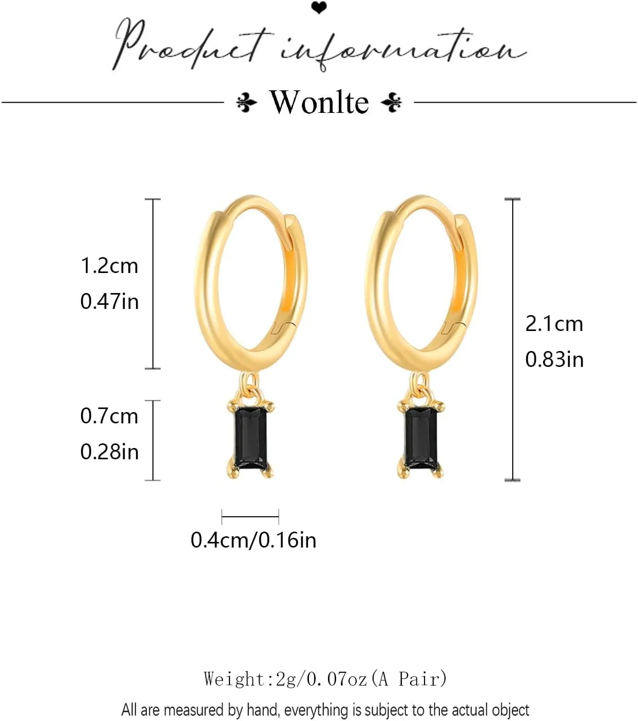 Small Gold Hoop with Square Crystal Dangle Drop Earrings Gold Huggie Hoop Earrings for Women 14K Gold Plated Hypoallergenic Hoops Baguette Clear CZ Dangle Earring for Women