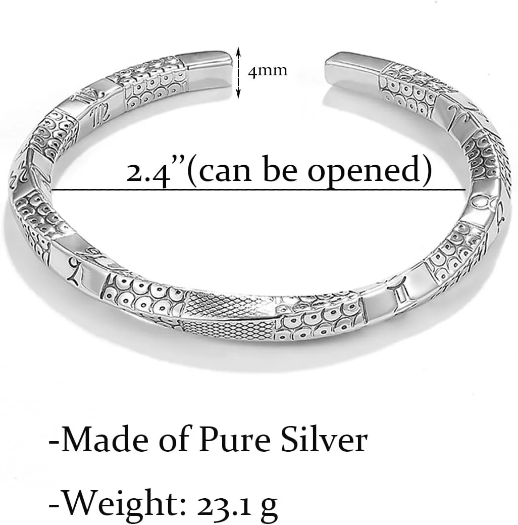 Solid Pure Silver Mens Bracelets | S925 Understated Bracelet | Fine Men's Open Bangle | Men Jewelry Gift