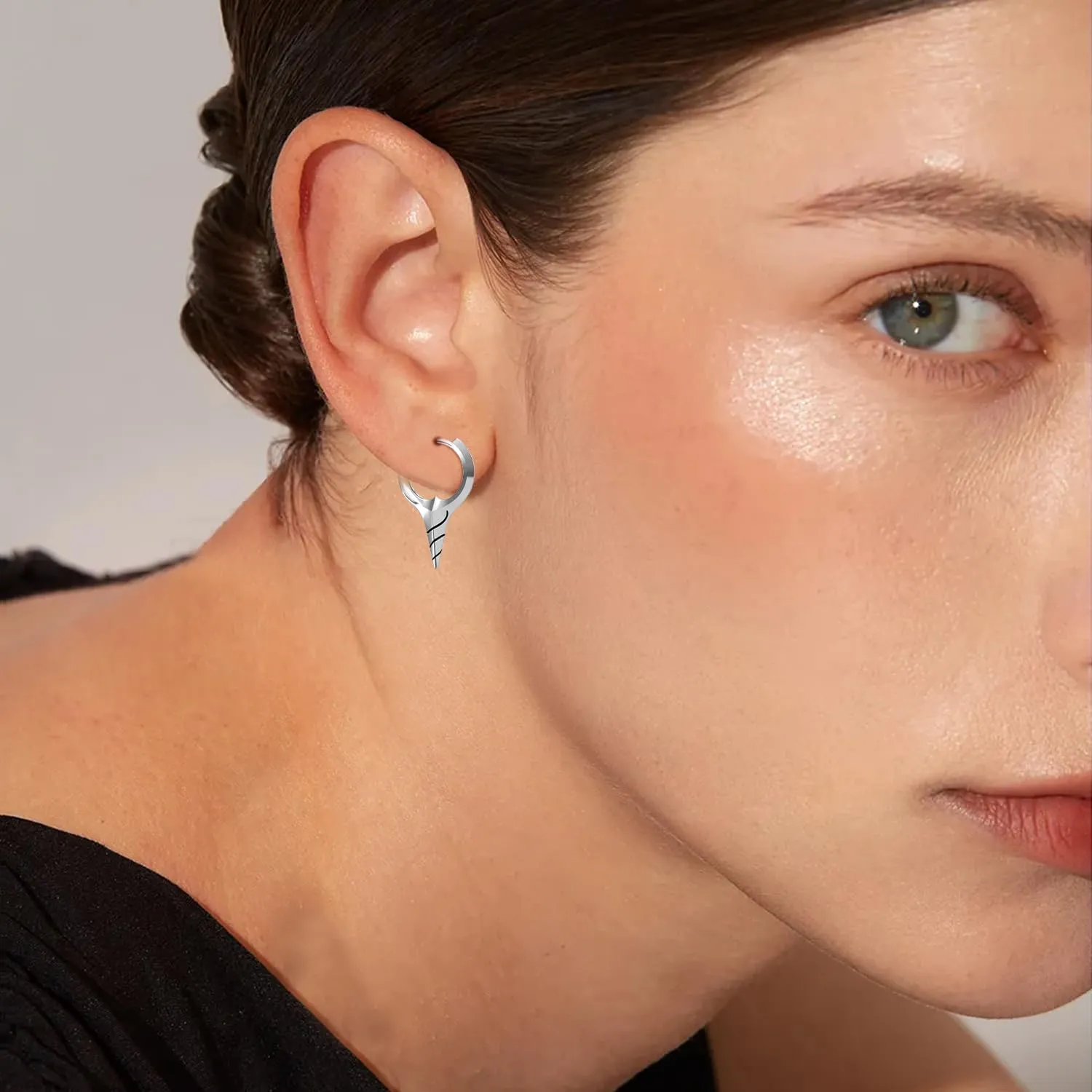 Spike Earrings 925 Sterling Silver Sword Cross Huggie Hoop Earrings Small Dagger Spike Dangle Drop Hoop Earrings Punk Jewelry Earrings for Women Men
