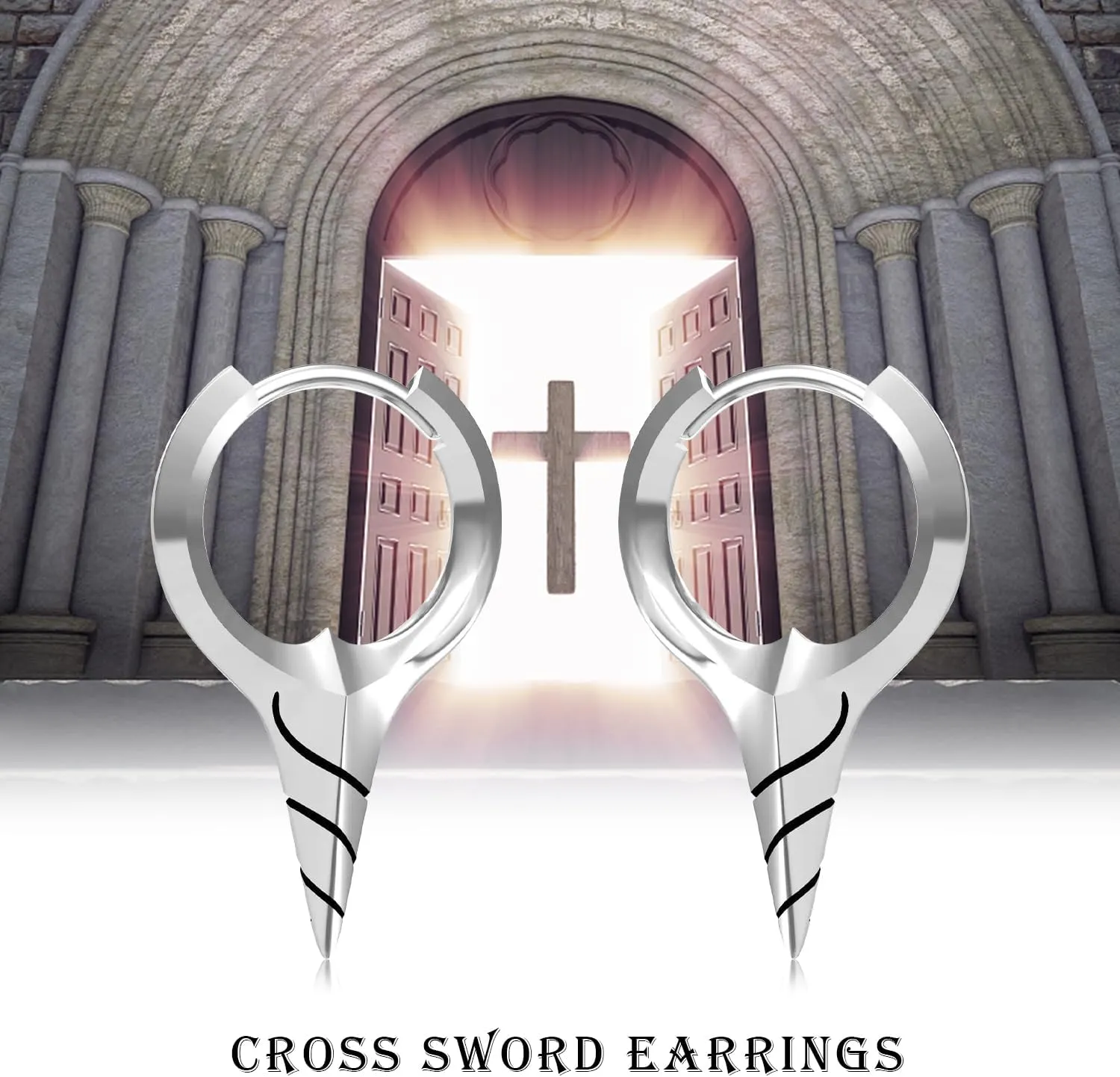 Spike Earrings 925 Sterling Silver Sword Cross Huggie Hoop Earrings Small Dagger Spike Dangle Drop Hoop Earrings Punk Jewelry Earrings for Women Men