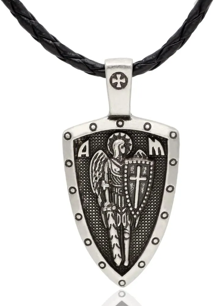 St Michael/St Christopher/St Benedict Necklace for Men Women, Archangel Protection Angel Guardian Pendant Jesus Cross/Virgin Mary Amulet Shield Jewelry, Good Luck Amulet Jewelry Gifts for Men Women
