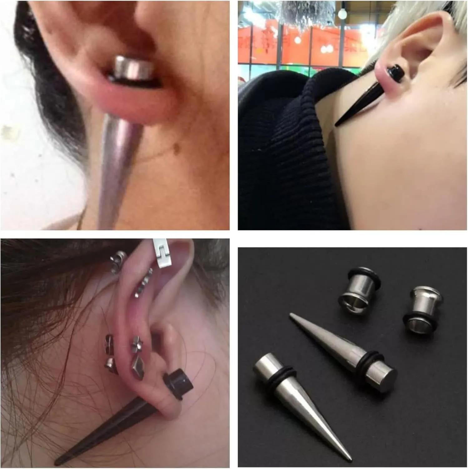 Stainless Steel Ear Gauge Taper Stretching and Single Flare Plugs Flesh Tunnel Kit (1G - 7mm) 2 Steel Tapers & 2 Steel Tunnels (4 Pieces) Tunnels Ear Stretching Kit Gauges Gauging Plugs