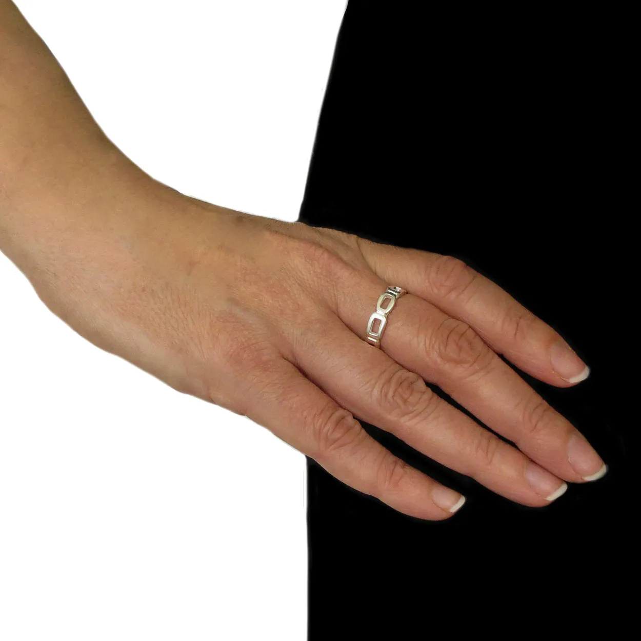 Sterling Silver Chain Ring Size L