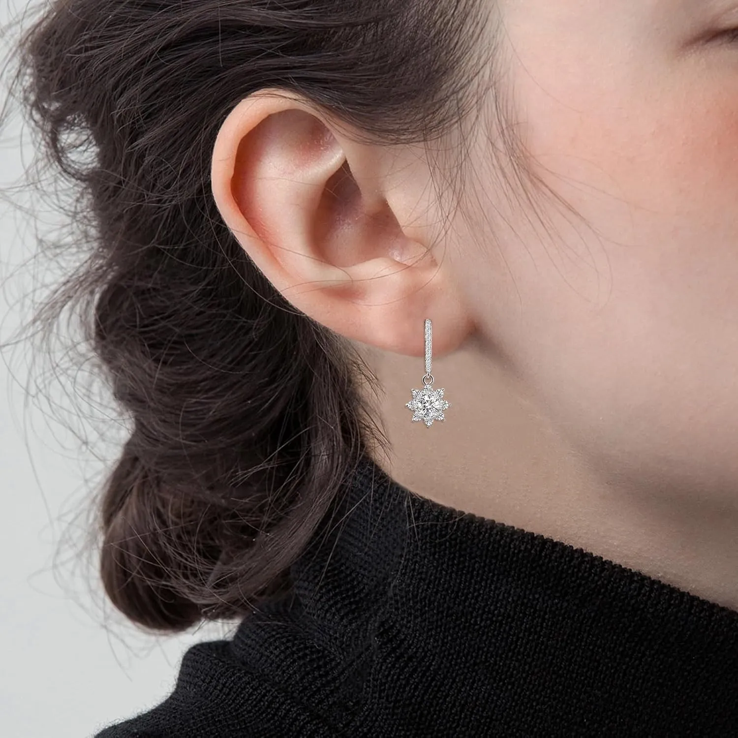 Sterling Silver Hoop Earrings for Women Classic - Hypoallergenic Loop Earrings Trendy Cubic Zirconia Huggie Earrings for Sensitive Ears Fashion Lightweight Hoop Earrings Gifts for Birthday Christmas