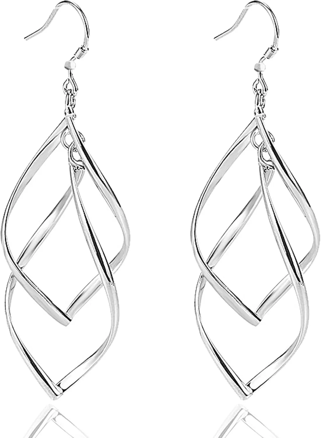 Sterling Silver Hoop Earrings for Women Double Ring Drop Earrings Hypoallergenic Jewelry Perfect for Fashionable Ladies