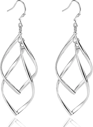 Sterling Silver Hoop Earrings for Women Double Ring Drop Earrings Hypoallergenic Jewelry Perfect for Fashionable Ladies