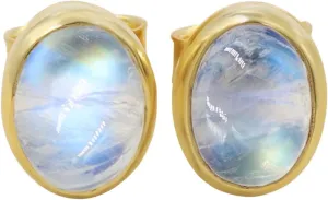 Sterling Silver Lapis Lazuli/Moonstone Oval Shape Stud Earrings For Women Girls