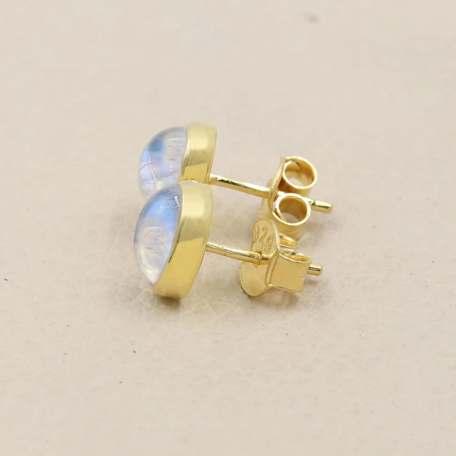 Sterling Silver Lapis Lazuli/Moonstone Oval Shape Stud Earrings For Women Girls
