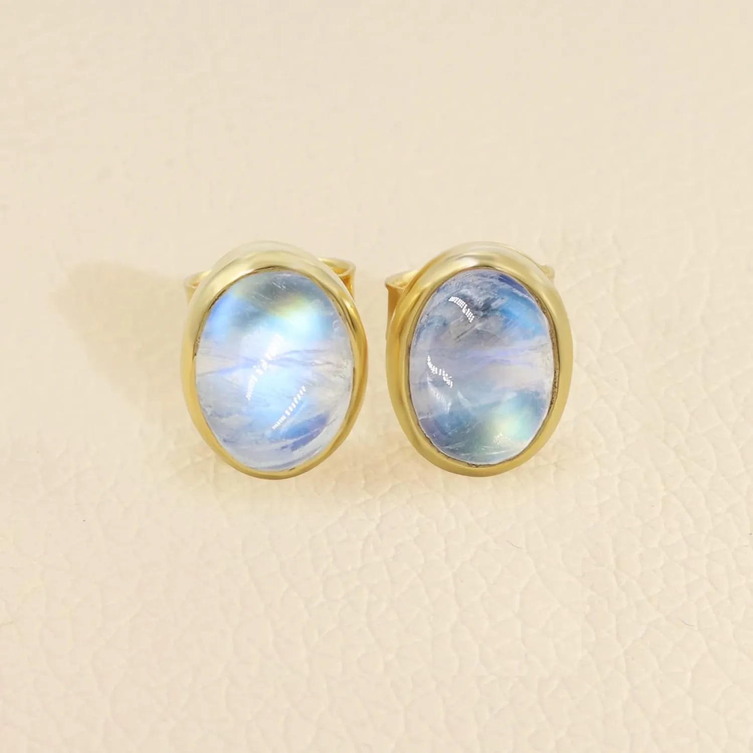 Sterling Silver Lapis Lazuli/Moonstone Oval Shape Stud Earrings For Women Girls