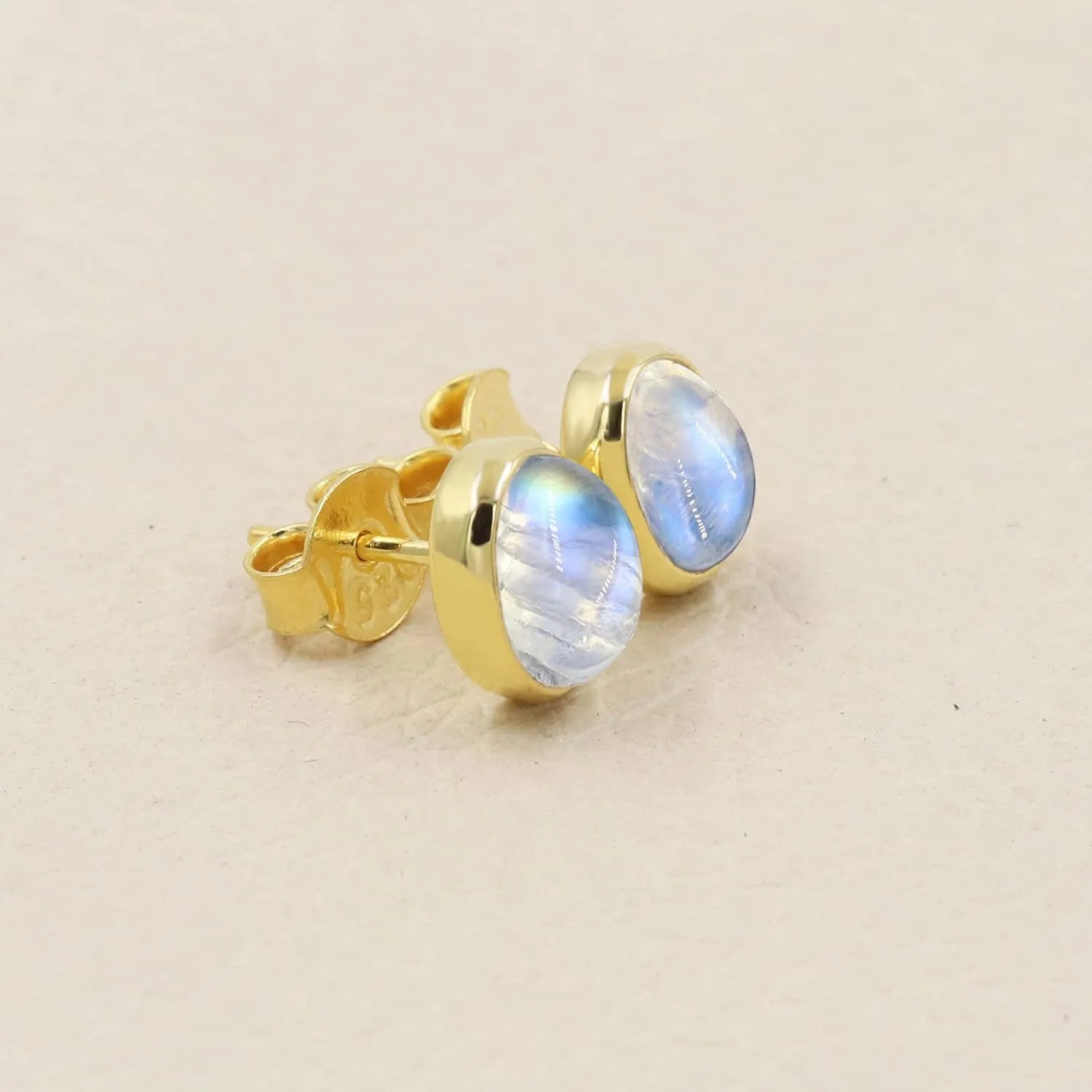 Sterling Silver Lapis Lazuli/Moonstone Oval Shape Stud Earrings For Women Girls