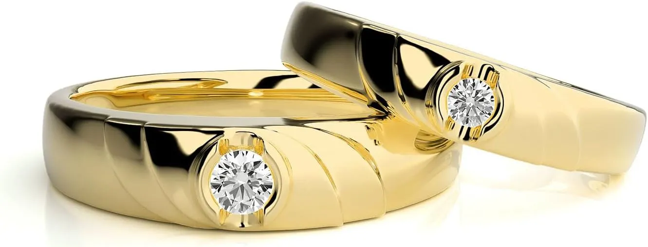 Sterling Silver/10K 14K 18K Gold Custom Wedding Rings for Him and Her with Moissanite/Lab Diamonds Matching Wedding Bands for Couples Size 3-16