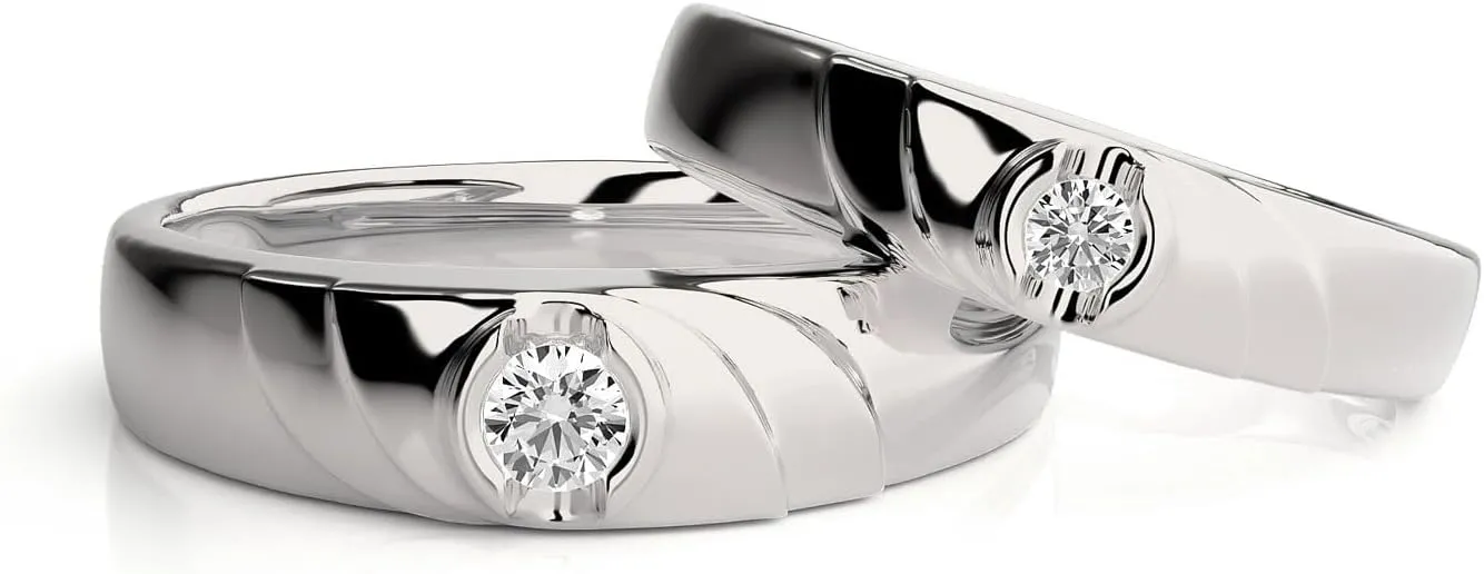 Sterling Silver/10K 14K 18K Gold Custom Wedding Rings for Him and Her with Moissanite/Lab Diamonds Matching Wedding Bands for Couples Size 3-16