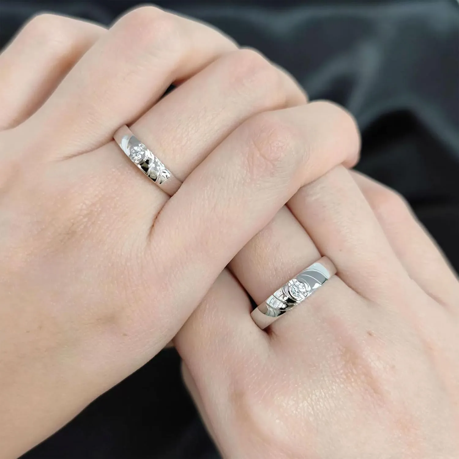 Sterling Silver/10K 14K 18K Gold Custom Wedding Rings for Him and Her with Moissanite/Lab Diamonds Matching Wedding Bands for Couples Size 3-16