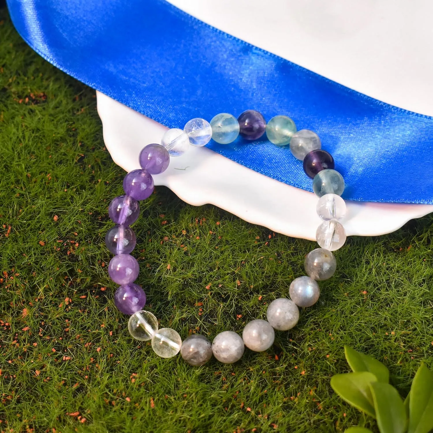 Strong Healing Crystal Bracelet 8MM Genuine Stone Bracelet Lucky Beaded Bracelet Chakra Bracelet 6.5 inch Positive Energy Bracelet Inspirational Gifts for Women Mom