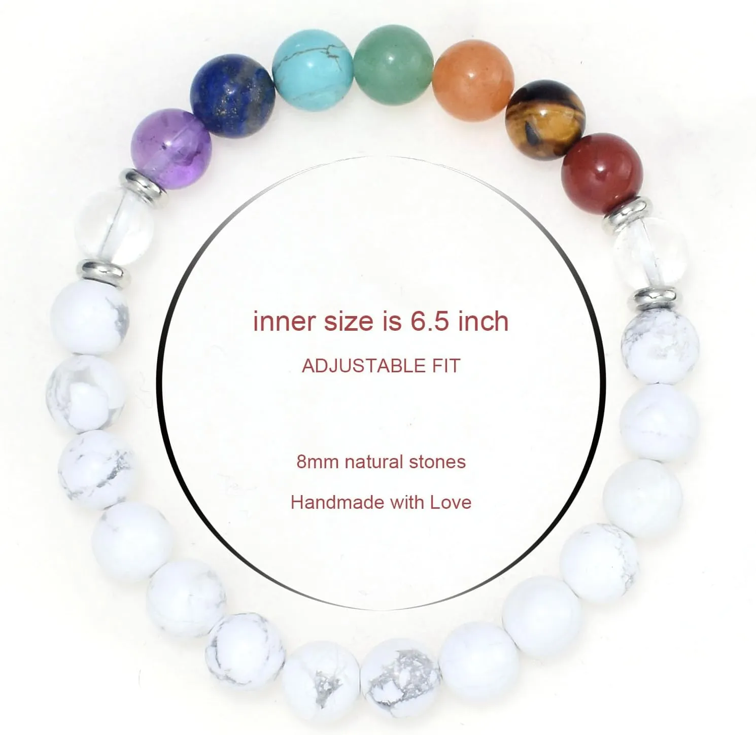 Strong Healing Crystal Bracelet 8MM Genuine Stone Bracelet Lucky Beaded Bracelet Chakra Bracelet 6.5 inch Positive Energy Bracelet Inspirational Gifts for Women Mom