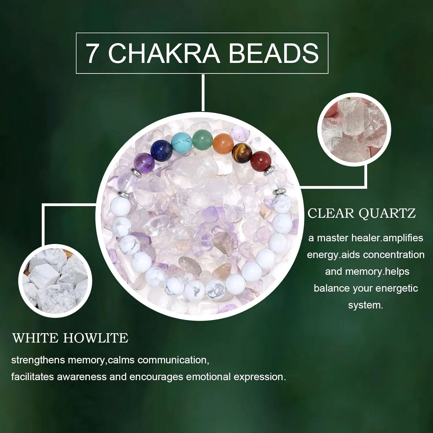 Strong Healing Crystal Bracelet 8MM Genuine Stone Bracelet Lucky Beaded Bracelet Chakra Bracelet 6.5 inch Positive Energy Bracelet Inspirational Gifts for Women Mom