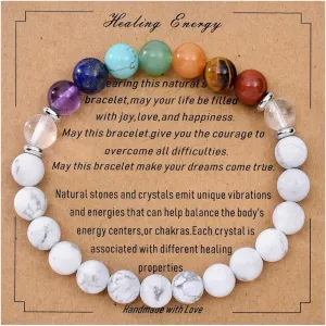 Strong Healing Crystal Bracelet 8MM Genuine Stone Bracelet Lucky Beaded Bracelet Chakra Bracelet 6.5 inch Positive Energy Bracelet Inspirational Gifts for Women Mom