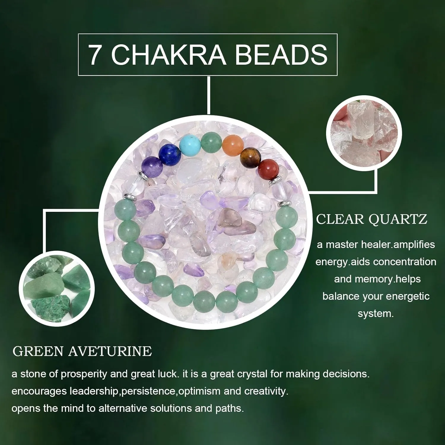 Strong Healing Crystal Bracelet 8MM Genuine Stone Bracelet Lucky Beaded Bracelet Chakra Bracelet 6.5 inch Positive Energy Bracelet Inspirational Gifts for Women Mom