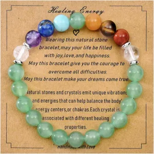 Strong Healing Crystal Bracelet 8MM Genuine Stone Bracelet Lucky Beaded Bracelet Chakra Bracelet 6.5 inch Positive Energy Bracelet Inspirational Gifts for Women Mom