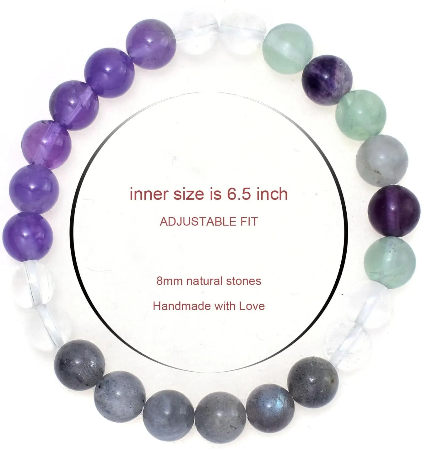 Strong Healing Crystal Bracelet 8MM Genuine Stone Bracelet Lucky Beaded Bracelet Chakra Bracelet 6.5 inch Positive Energy Bracelet Inspirational Gifts for Women Mom