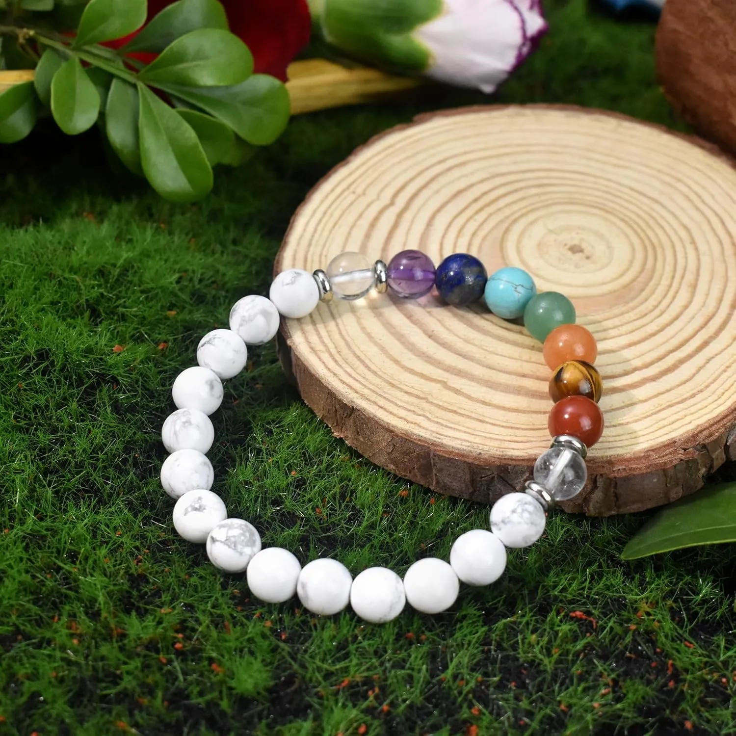 Strong Healing Crystal Bracelet 8MM Genuine Stone Bracelet Lucky Beaded Bracelet Chakra Bracelet 6.5 inch Positive Energy Bracelet Inspirational Gifts for Women Mom