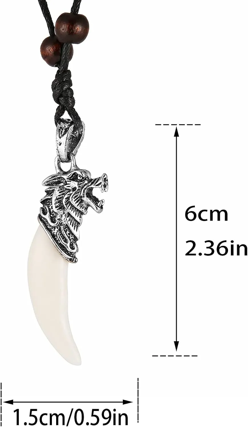 STWTR Wolf Headband Teeth Viking Necklace Indiana Teeth Tribe Jewelry Pendant Necklace