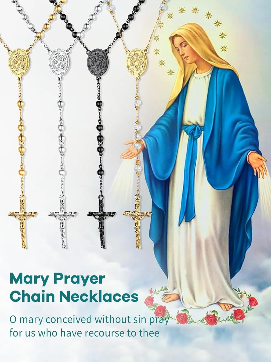Supcare Rosary for Men Women Catholic Necklace Rosary Beads,Customized (with Gift Packing)