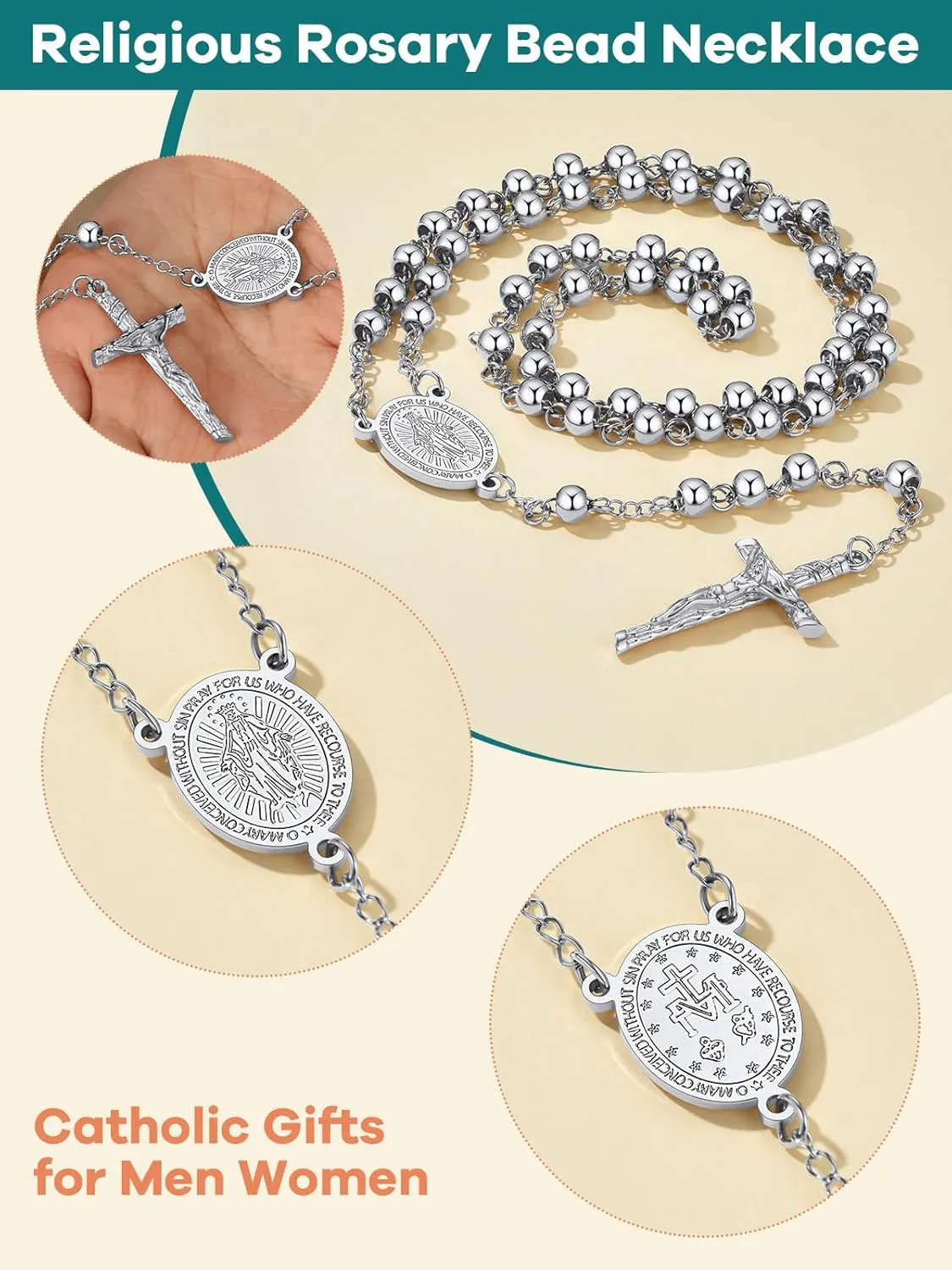 Supcare Rosary for Men Women Catholic Necklace Rosary Beads,Customized (with Gift Packing)