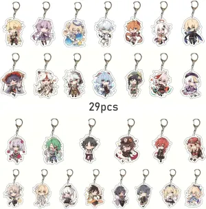 SUREHOME Genshin Impact Keychain Bulk, 29 Pack Acrylic Genshin Impact Figure Keychain Exquisite Anime Keychains Genshin Impact Merch Hu Tao Ganyu Venti Childe Klee Cute Party Favors for Kids Backpack
