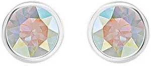 Swarovski Aurora Borealis Crystal Solitaire Studs Pierced Earrings Rhodium #5101343