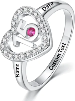 Sweet 16 Gifts for Girls Birthday Decorations Sixteen 16th Ring Jewelry Gift Ideas Daughter Rings Birthstone Teen Teens Personalized Women Engraved Custom Name Sterling Silver