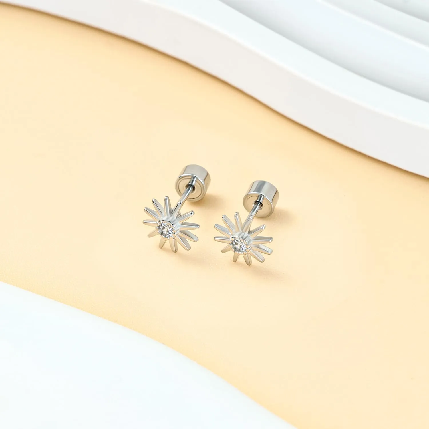 Sweetkiki Flat Back Earrings, Star Bow Evil Eye Stud Earrings in 14K Gold Plated Hypoallergenic | Cartilage Earring | Tragus Helix Piercing Jewelry | Threadless Push in Flatback Nap Earrings for Women