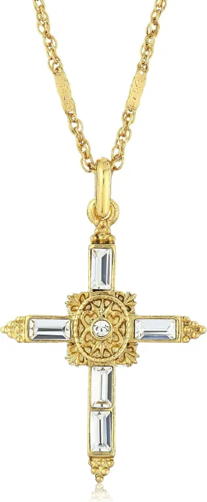 Symbols of Faith "Inspirations" Crystal Cross Pendant Necklace, 18"
