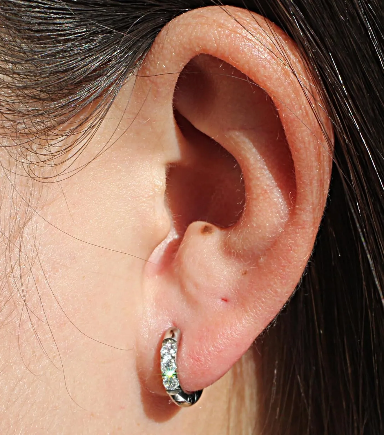 TDEBA 316L Surgical Stainless Steel Huggie Hoop Earrings with Cubic Zirconia, 10G 12G 14G 8-20mm Cartilage Lobe Earrings, 14G Piercing Jewelry