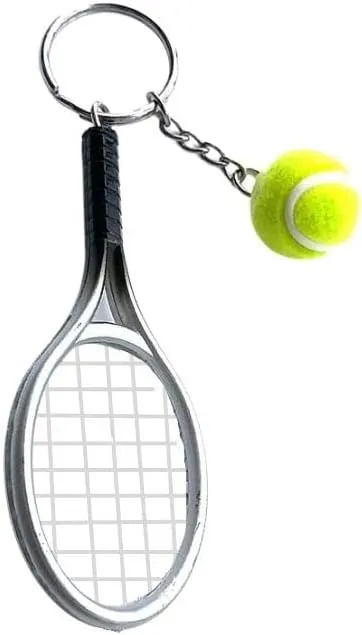 tenghong2021 Color Mini Tennis Ball Racket Model Keychain Key Ring Novelty Handbag Lover Sport Charm for Woman Unixex