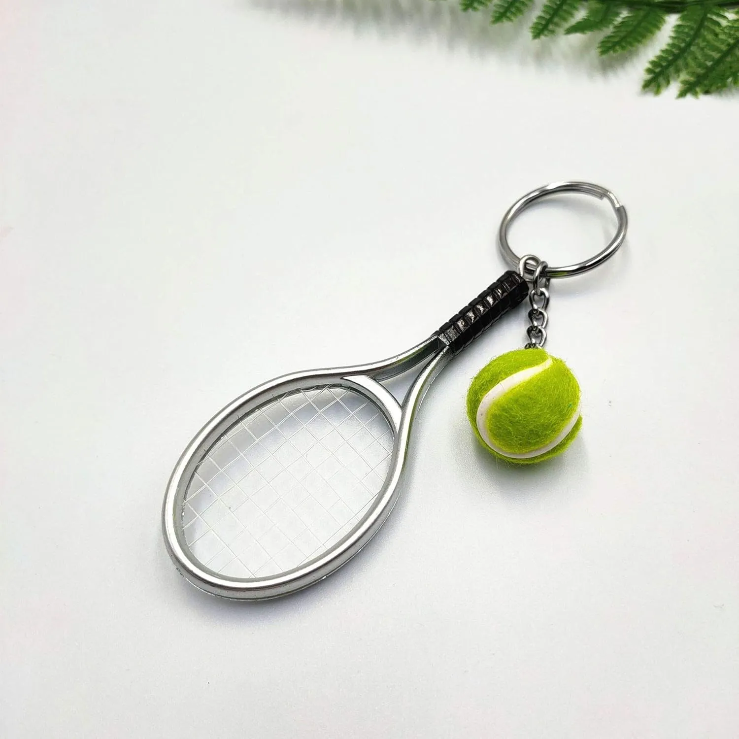 tenghong2021 Color Mini Tennis Ball Racket Model Keychain Key Ring Novelty Handbag Lover Sport Charm for Woman Unixex